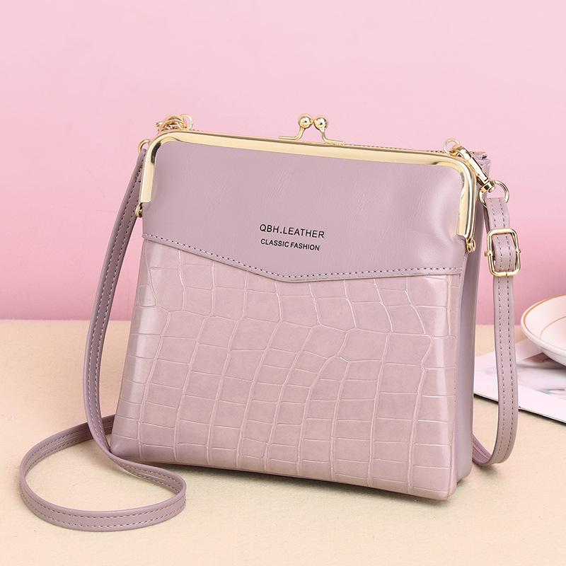 AMONCHY 2024 Nieuwe Mini Alligator Vrouwen Crossbody Tassen Mode Schouder Tas Dubbellaags Dame Portemonnee Uitstekende Pu Lederen Handtas lichtpaarse kleur
