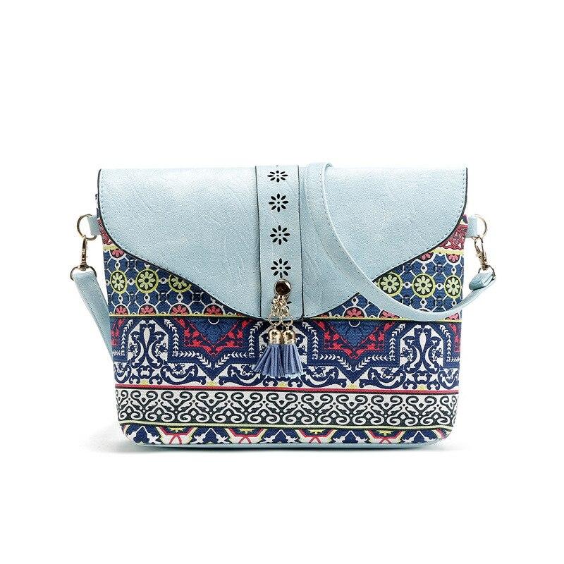 RUWB BAGS Luxe handtassen Damestassen Designer Afdrukken Bloemen Flap Schoudertas Dames Kleine Casual Messenger Bags hemelsblauwe kleur