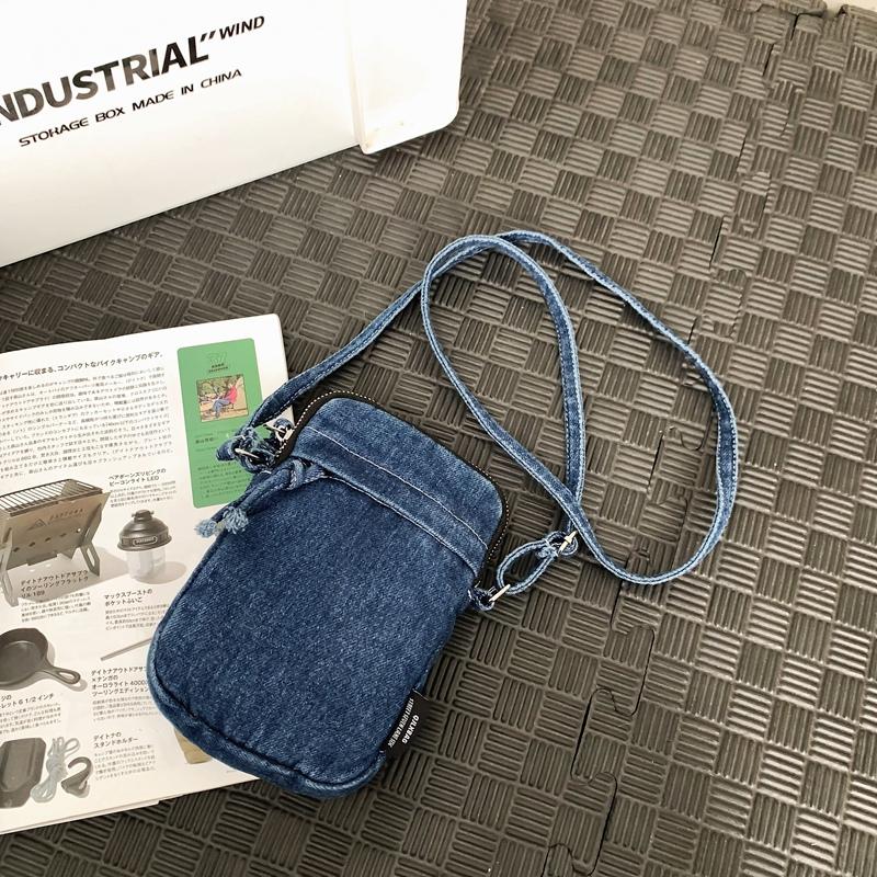 Kuluosidi Denim telefoontas rits mini schouder crossbody tas voor vrouwen mannen donkerblauwe kleur