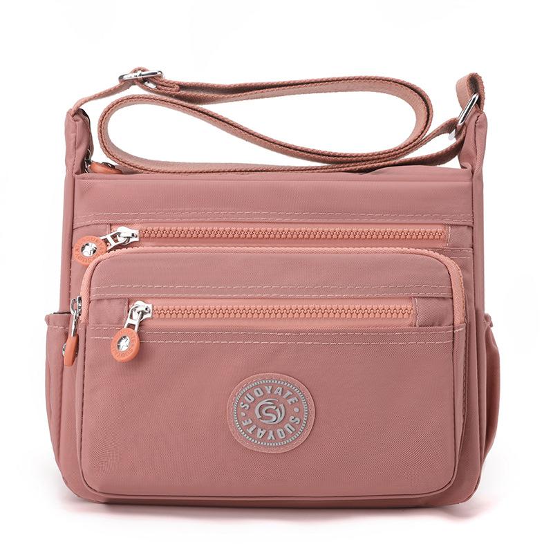 Kuluosidi Nylon schoudertas dames crossbody tas middelbare leeftijd moeders tas grote capaciteit lichtgewicht tas roze