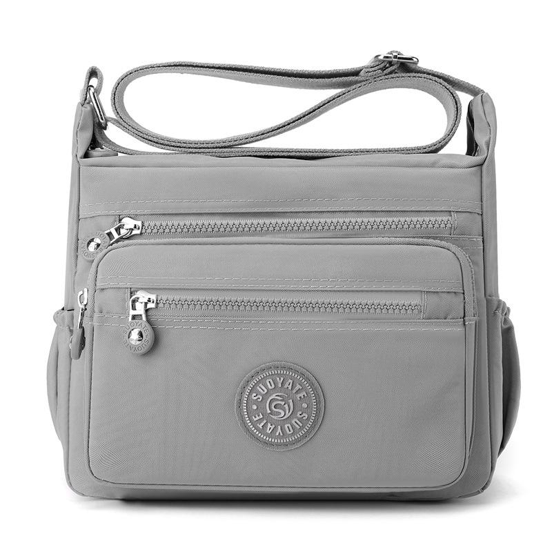 Kuluosidi Nylon schoudertas dames crossbody tas middelbare leeftijd moeders tas grote capaciteit lichtgewicht tas grijs