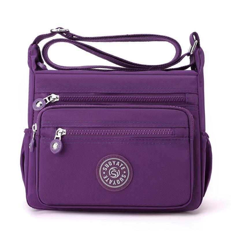 Kuluosidi Nylon schoudertas dames crossbody tas middelbare leeftijd moeders tas grote capaciteit lichtgewicht tas donkerpaarse kleur