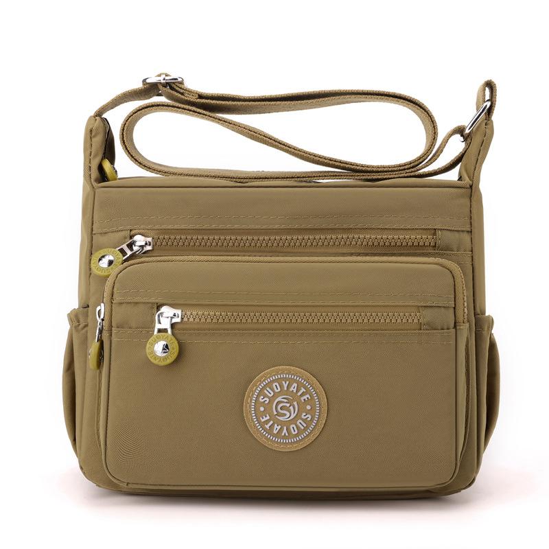 Kuluosidi Nylon schoudertas dames crossbody tas middelbare leeftijd moeders tas grote capaciteit lichtgewicht tas kaki