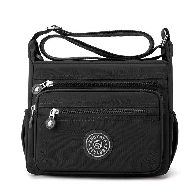 Kuluosidi Nylon schoudertas dames crossbody tas middelbare leeftijd moeders tas grote capaciteit lichtgewicht tas zwart