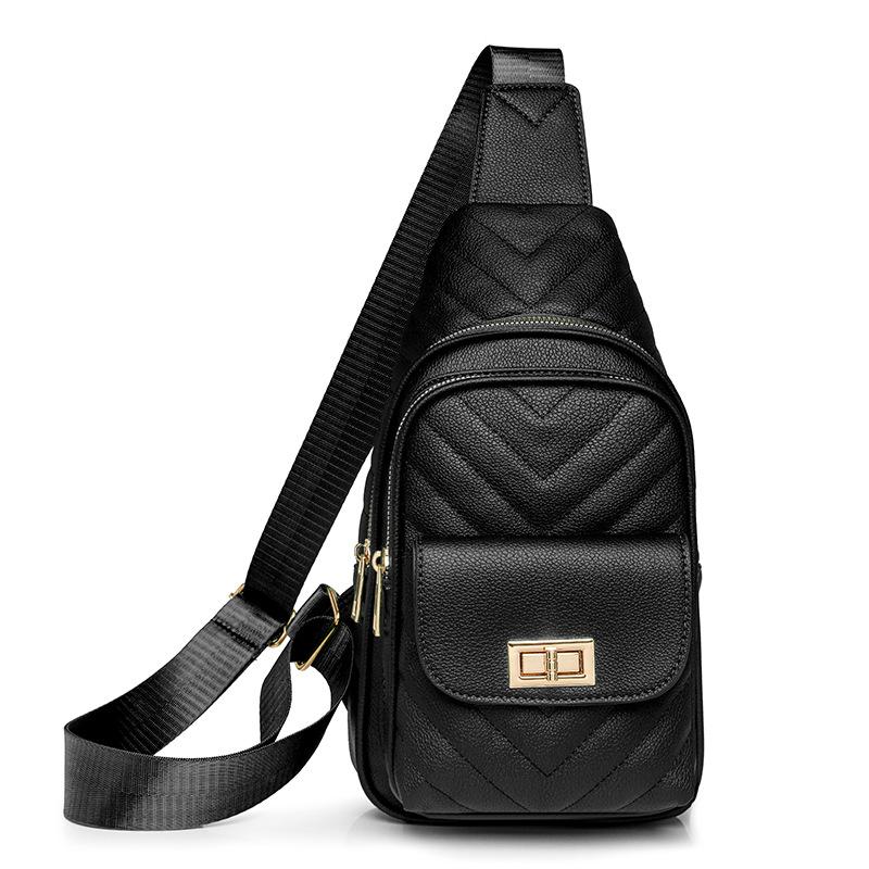 Kuluosidi Grote capaciteit dames zachte leren borsttas meerlaagse schoudertas crossbody tas effen kleur mobiele telefoon tas zwart
