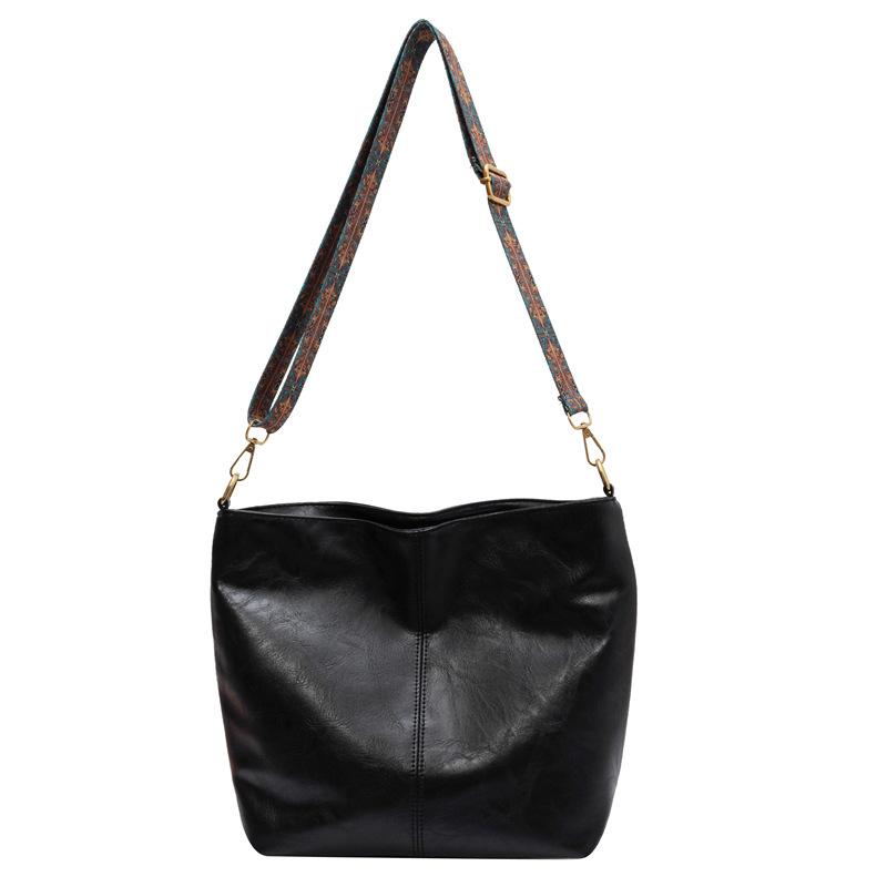TryTry Yogodlns Vintage Dames Schoudertas in Luxe Stijl, PU Leren Bucket Crossbody Messenger Bag zwart