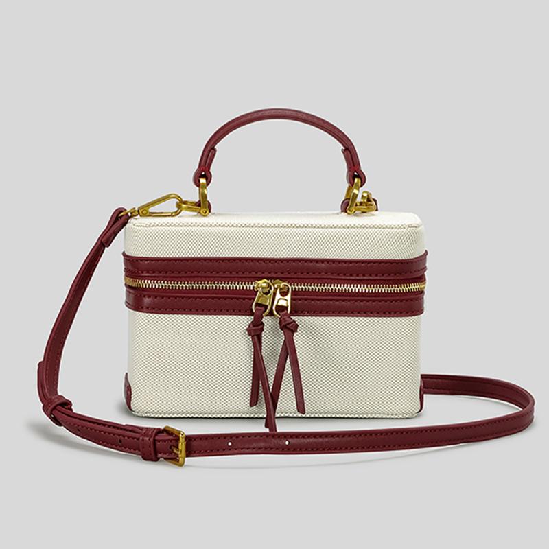 Alice Fashion Comprehensive Fashion Box Dames Handtassen Designer Dikke Canvas Schouder Crossbody Tassen Casual Lente en Zomer Kleine Handtassen wijnrode kleur