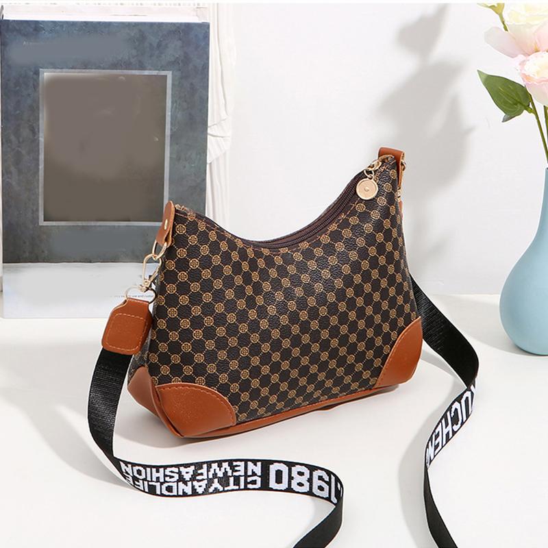 Colorful Bag Designer Fashion Classic Printing High Quality Soft PU Leather Ladies Crossbody Bags for Women Luxury Shoulder Handbags 25x8x19cm bruin
