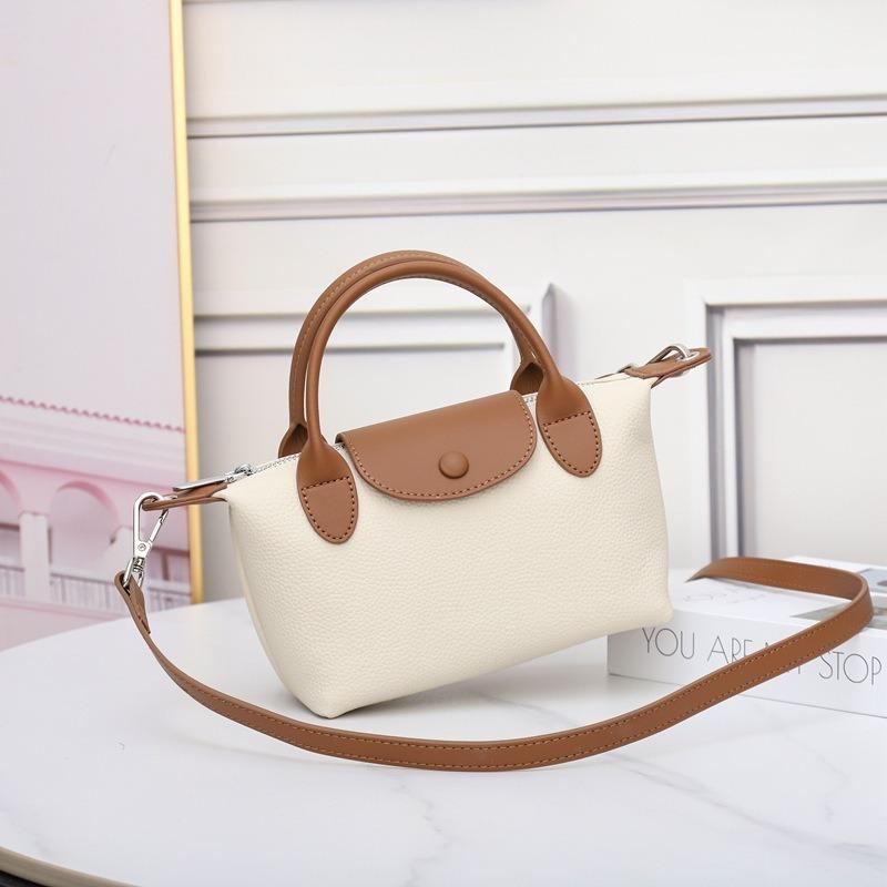 VIA ROMA Eerste laag koeienhuid schoudertas dames mode crossbody tas echt leer dumpling handtas dames kleine tas kleur contrast beige
