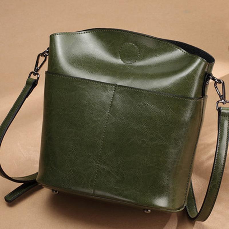 VIA ROMA Lente/Zomer Damestas Damestas Koeienhuid Mode Schoudertas Casual Handgemaakte Damestas Alles groen