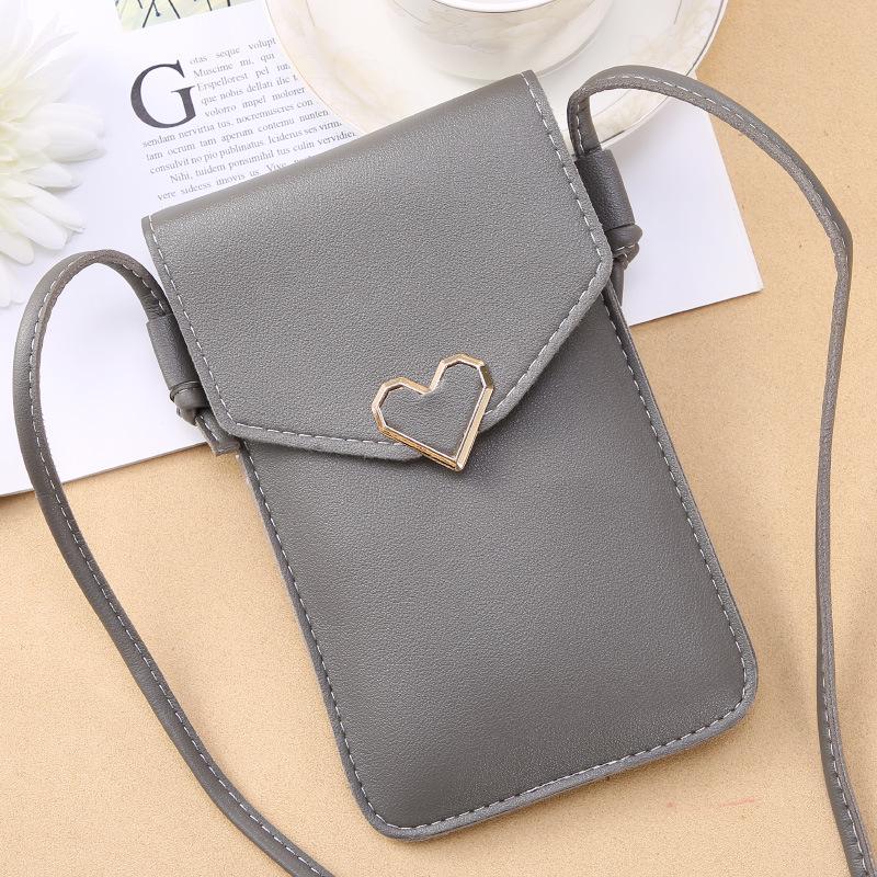 VantaGoods Trendy transparante touchscreen crossbody portemonnee voor vrouwen en studenten donkergrijze kleur