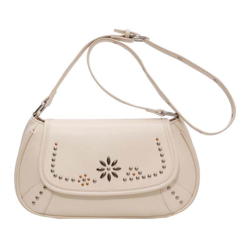 Fancy Lady Damestas Retro textuur schoudertas Stijl okseltas Nieuwe casual crossbodytas voor dames one size wit
