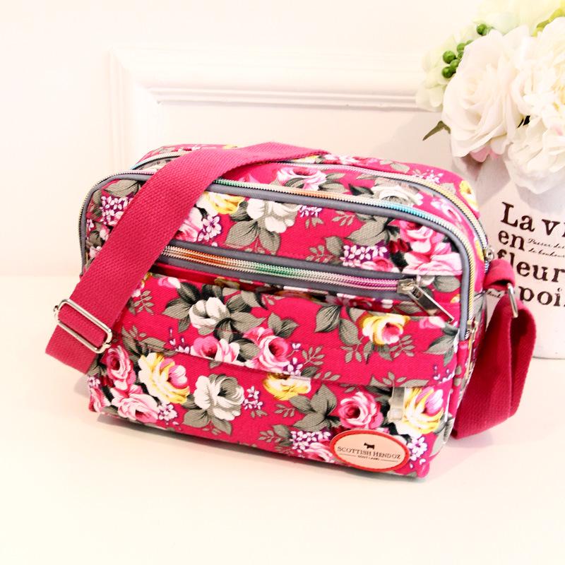 PassionAug Dames canvas handtas schoudertas Messenger Tote dames crossbody schoudertas rozerode kleur