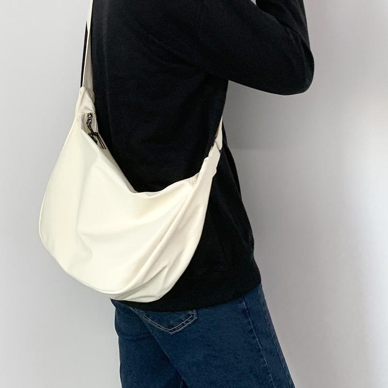 VIA ROMA Dames canvas tas studenten Japans systeem Harajuku eenvoudige wafelcheck literaire enkele schouder effen kleur crossbody tas knoedelzak