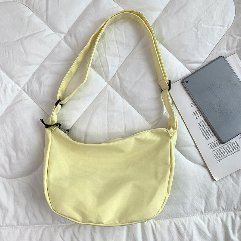 VIA ROMA Dames canvas tas studenten Japans systeem Harajuku eenvoudige wafelcheck literaire enkele schouder effen kleur crossbody tas knoedelzak