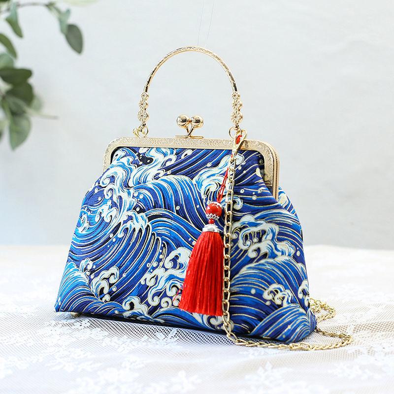 RUWB BAGS Mode Vintage Fringe Tas Kleine Schelp Tassen Ketting Vrouwen Schouder Crossbody Tas Kraan Vliegende Vrouwen Handtassen Portemonnees brandeis blauwe kleur