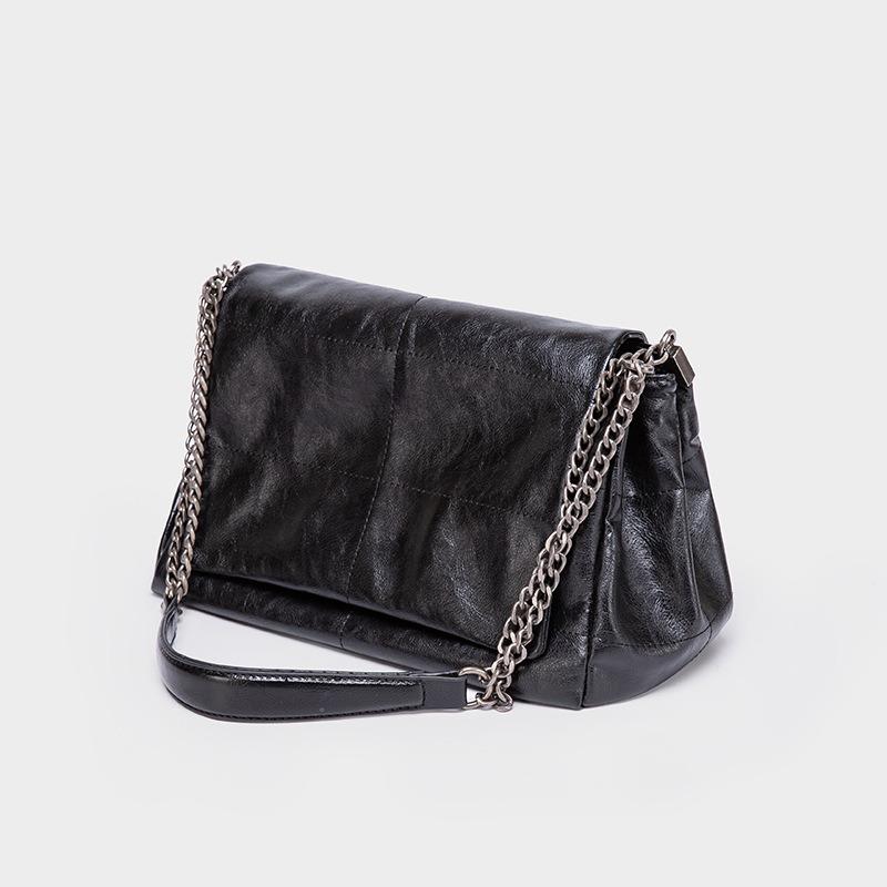 VIA ROMA Tas Dames Trend Zwarte Tas Kettingtas Enkele Schoudertas Crossbody Tas One Size zwart