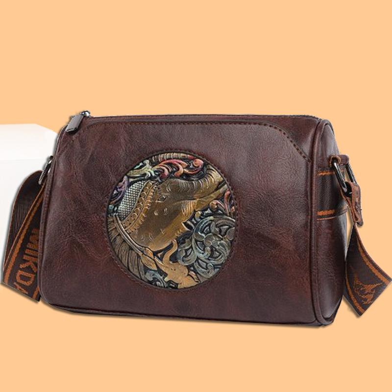 RUWB BAGS Hoge kwaliteit vrouwen olie wax lederen messenger schoudertas handtas retro vrouwelijke kleine capaciteit crossbody tas dame nieuwe luxe sac 23cm 11cm 14cm lichtbruine kleur