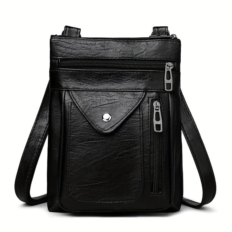 RUWB BAGS Mode Mini Crossbody Tassen voor Vrouwen Chique Multi-Rits Compartimenten Schoudertas Gevoerde Dagelijkse Handtassen Accessoire zwart