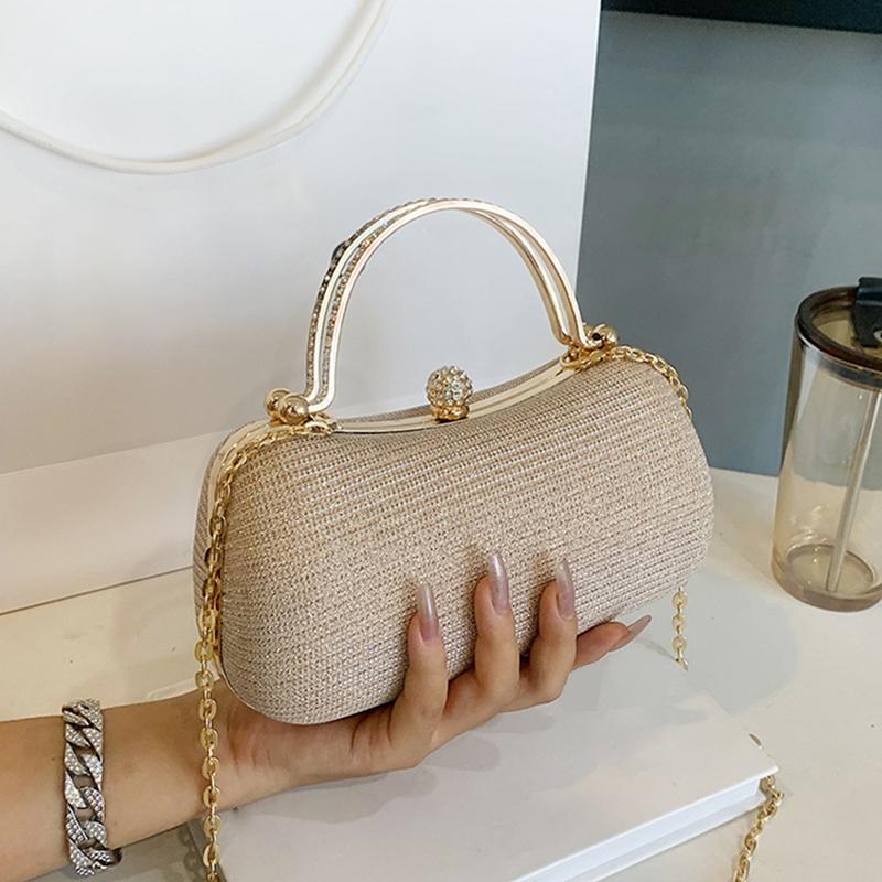 Colorful Bag Dinertas Glanzende mode handtas Een schouderketting Dames Crossbody tas 20x8x10cm champagne