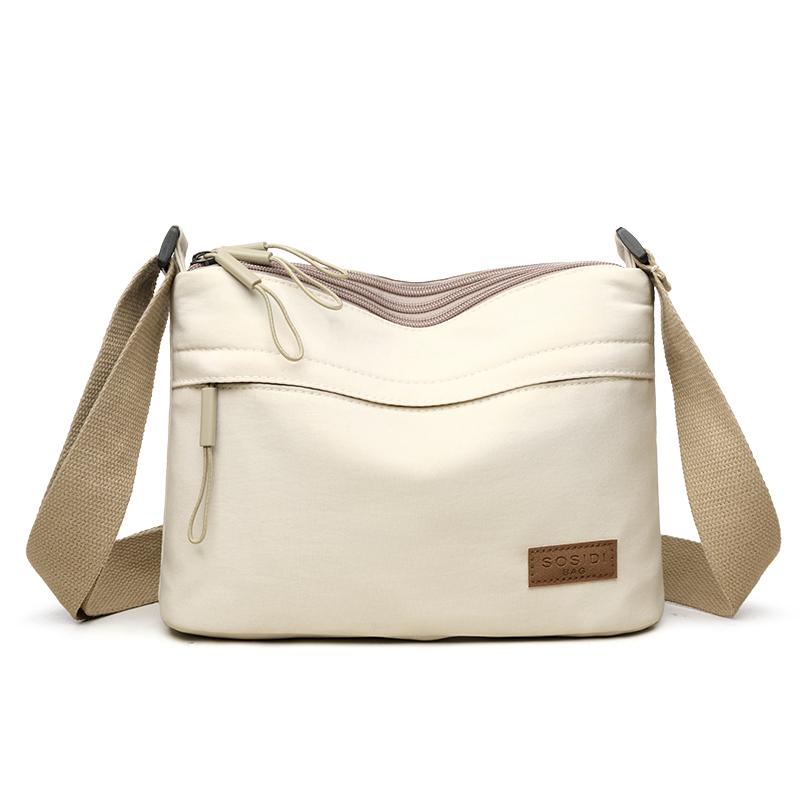 RUWB BAGS Dames Casual Crossbody Tassen Nylon Stof Multi Zakken Kleine Capaciteit Hobo Schoudertas 2025 Lente Laatste Mode Messenger Bag beige