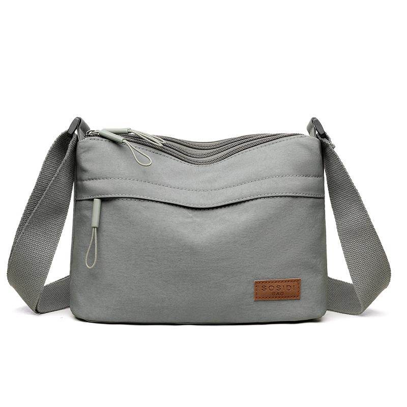 RUWB BAGS Dames Casual Crossbody Tassen Nylon Stof Multi Zakken Kleine Capaciteit Hobo Schoudertas 2025 Lente Laatste Mode Messenger Bag grijze kleur
