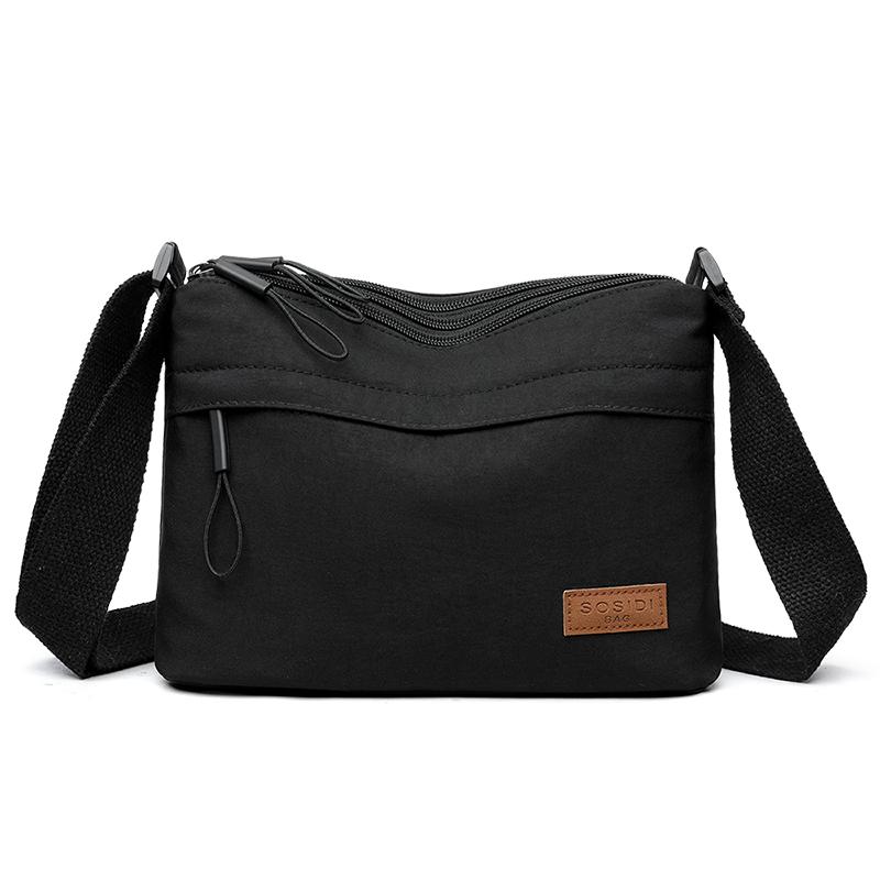 RUWB BAGS Dames Casual Crossbody Tassen Nylon Stof Multi Zakken Kleine Capaciteit Hobo Schoudertas 2025 Lente Laatste Mode Messenger Bag zwart