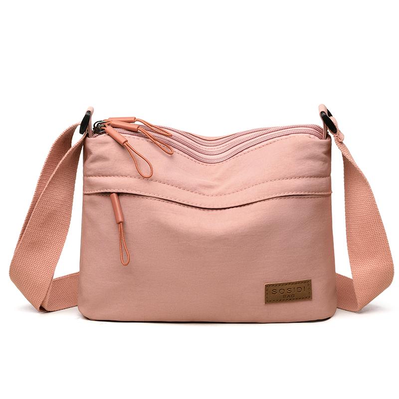 RUWB BAGS Dames Casual Crossbody Tassen Nylon Stof Multi Zakken Kleine Capaciteit Hobo Schoudertas 2025 Lente Laatste Mode Messenger Bag roze