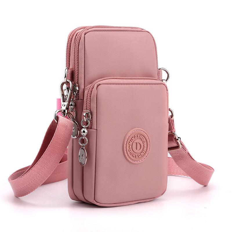 Love Home Garden Vrouwen mobiele telefoon tas Nylon mobiele telefoon tas Munt portemonnee riem Schoudertas Kleine crossbody tassen voor vrouwen Portemonnee reistas L roze