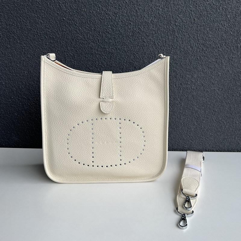 Purple Rose Nieuwe Echte Lederen Toplaag Koeienhuid Lychee Patroon Heren- en Dames Universele Holle Crossbody Tas Echte Lederen Dames Tas 25x9x27cm wit