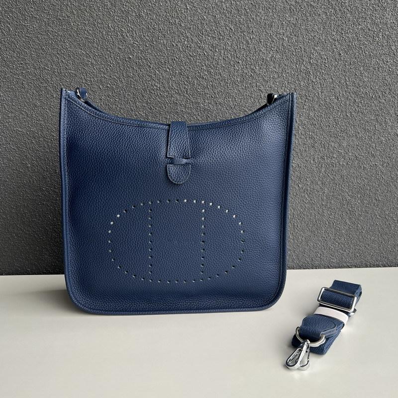 Purple Rose Nieuwe Echte Lederen Toplaag Koeienhuid Lychee Patroon Heren- en Dames Universele Holle Crossbody Tas Echte Lederen Dames Tas 28x10x28cm blauw