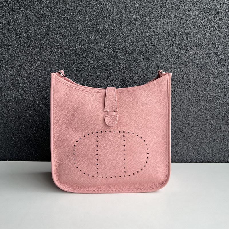 Purple Rose Nieuwe Echte Lederen Toplaag Koeienhuid Lychee Patroon Heren- en Dames Universele Holle Crossbody Tas Echte Lederen Dames Tas 32x10.5x31.5cm roze