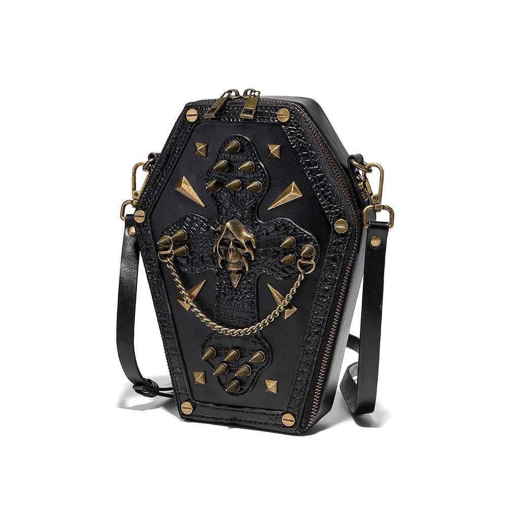 VantaGoods TEMU European & American Punk Skull Crossbody Bag - Retro Motorfiets Dames Schoudertas FBG249BK