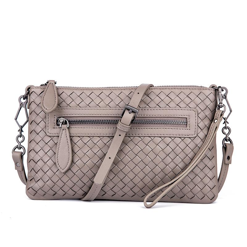 Purple Rose Cross Border Trend Nieuwe tas van echt leer voor dames Mode dames diagonale crossbody tas Handtas handgeweven tas voor dames 27cmx1cmx16cm lichtgrijze kleur