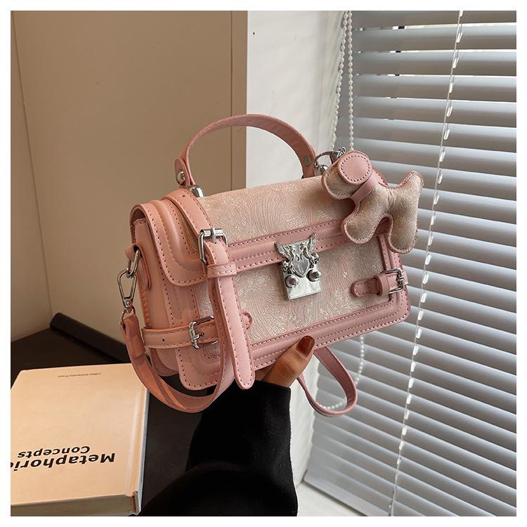 Fancy Lady Hot Style High-end westerse stijl bedrukte draagbare kleine vierkante tas Damestas Trendy stiksels Crossbody tas met enkele schouder one size roze