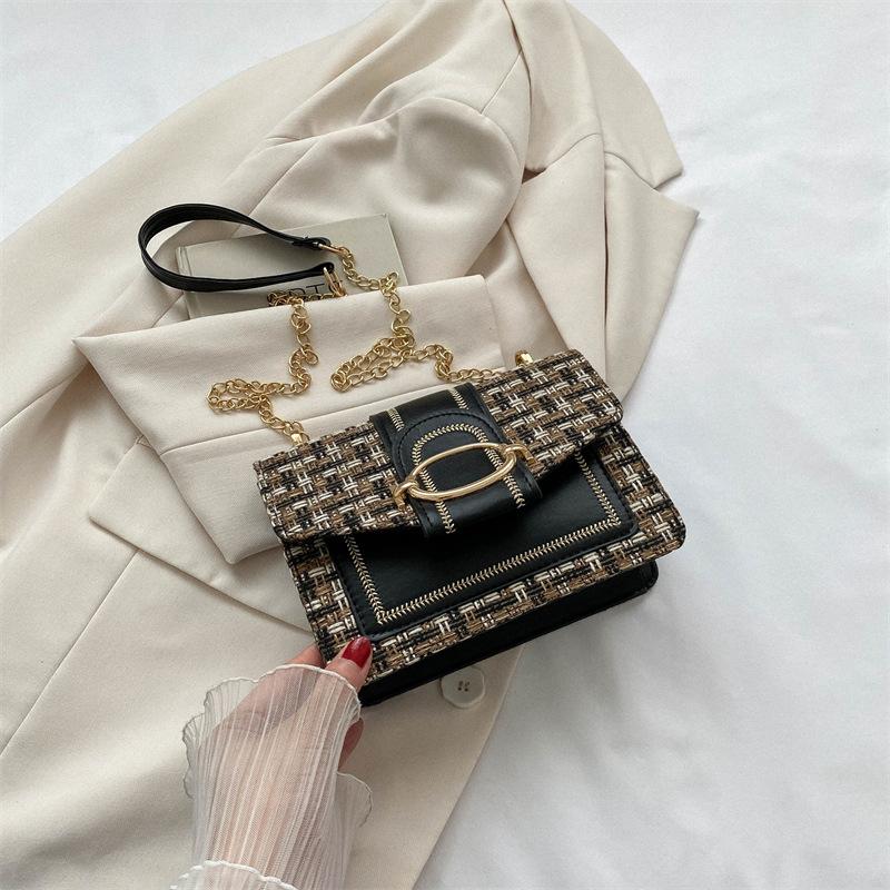 Fancy Lady Crossbodytas met retro ketting Dames Niche Trendy schoudertas Modieuze eenvoudige kleine vierkante tas one size zwart