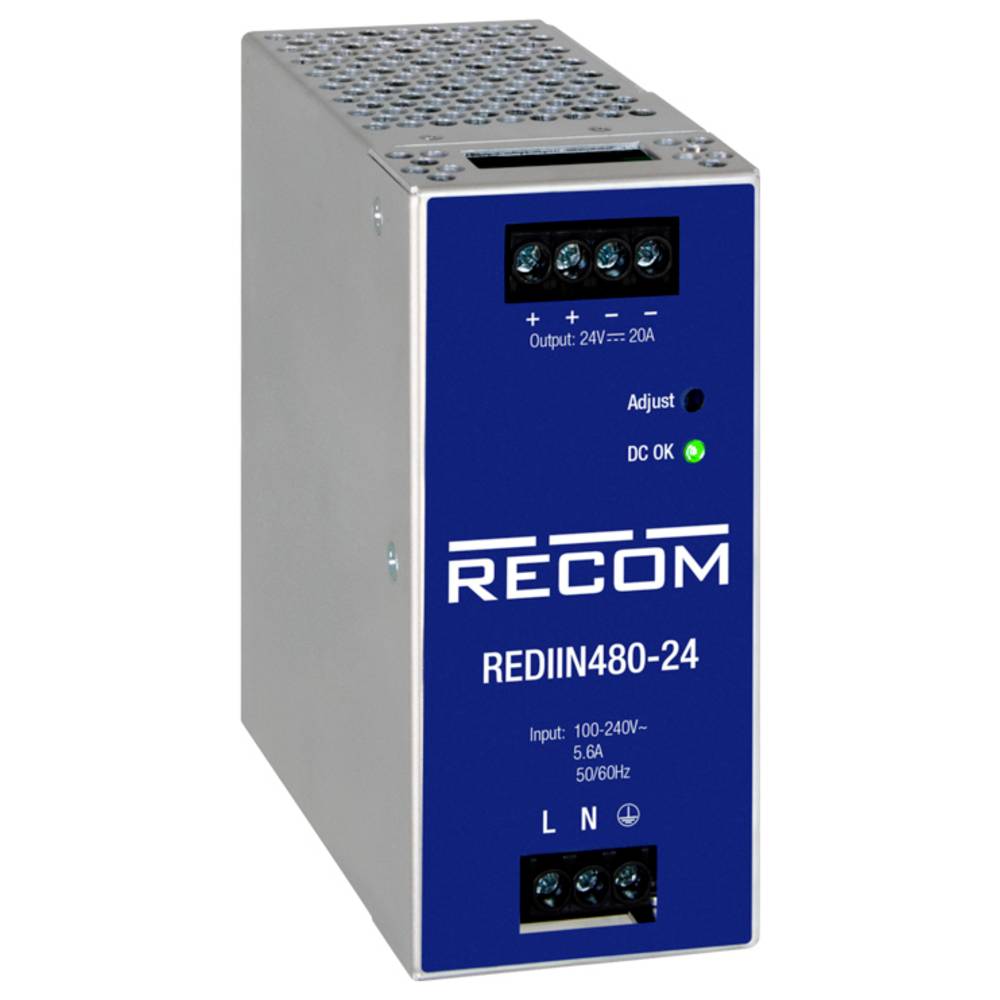 RECOM REDIIN480-48 DIN-rail netvoeding 48 V 10 A 480 W Aantal uitgangen: 1 x Inhoud: 1 stuk(s)