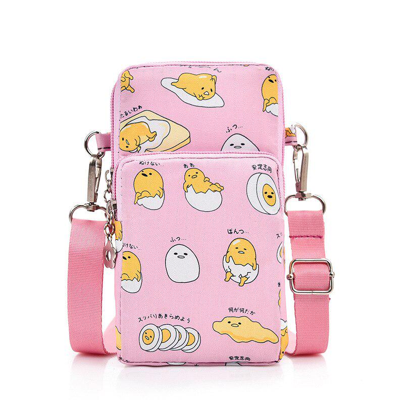 Venu Sceneri Cartoon Gudetama Mini Crossbody Tassen voor Dames Telefoontas Kleine Vrouwelijke Schouderhandtassen Portefeuilles roze