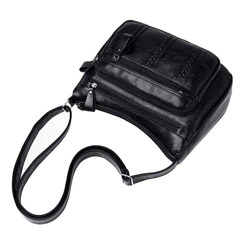 Your favorite bag Nieuwe casual damestas Zacht PU-leer Schoudertas Hoogwaardige schoudertas met meerdere zakken Effen kleur dames crossbodytas zwart
