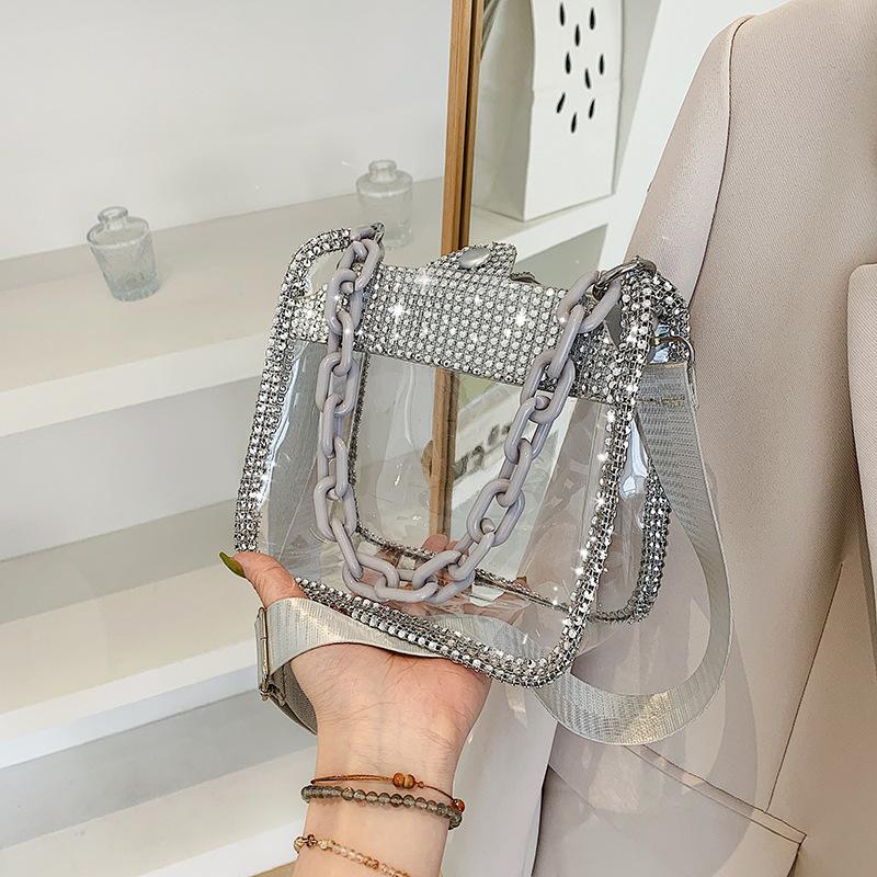 Tringa Doorzichtige schoudertas voor vrouwen chique crossbody tas tote hobo handtas pvc mini portemonnee sling tas casual transparante crossbody tassen zilver