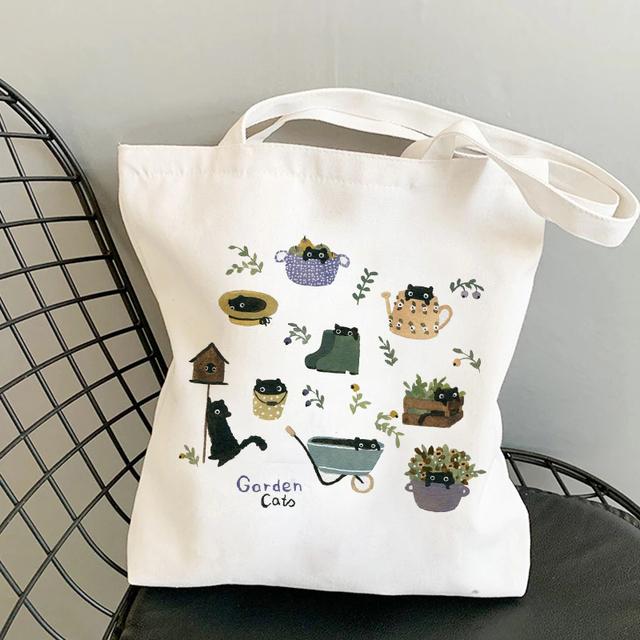 Aidegou31 Canvas Bee Art Bag Shopper Bag Dames Designer Handtas Meisje Mode Japanse stijl Retro Persoonlijkheid Cartoon Print Schoudertas 24*26cm