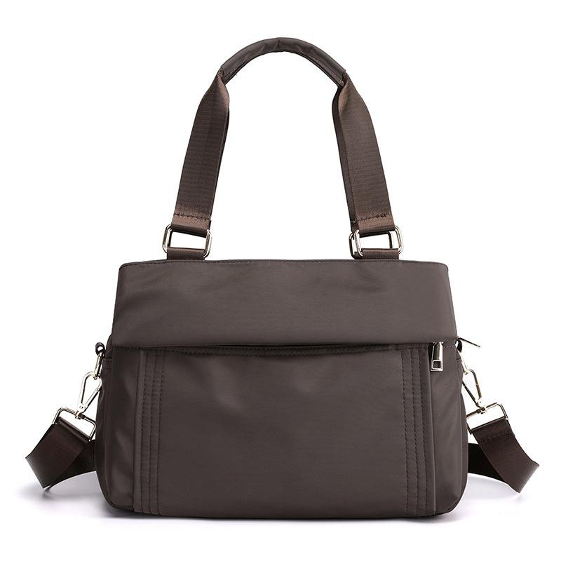 VIA ROMA Modehandtas Tas met grote capaciteit Dames Casual damestas Oxford stoffen schoudertas Meerlaagse crossbodytas One Size donkerbruine kleur