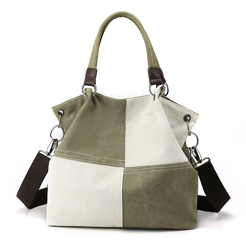 VIA ROMA Casual dames canvas tas Crossbody tas Mode patchwork kleurcontrast schoudertas voor dames One Size