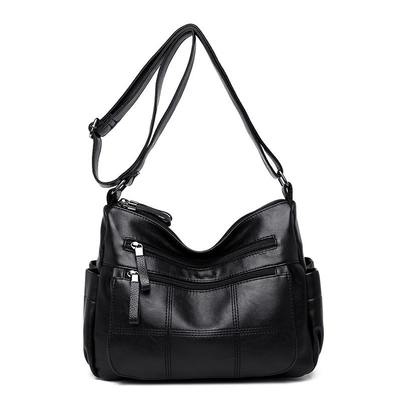 VIA ROMA Mode Dames Schoudertas Zachte PU Tas Moeder Tas Casual Skew Tas Crossbody tas One Size zwart