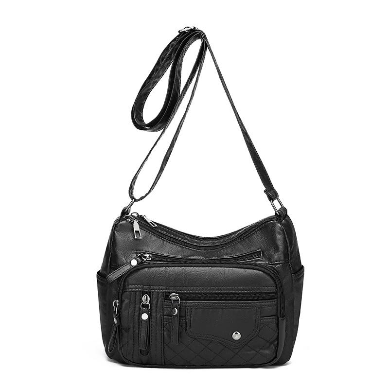 Kuluosidi Mode Crossbody Tas met Rits PU Dames Schoudertas met Meerdere Zakken zwart