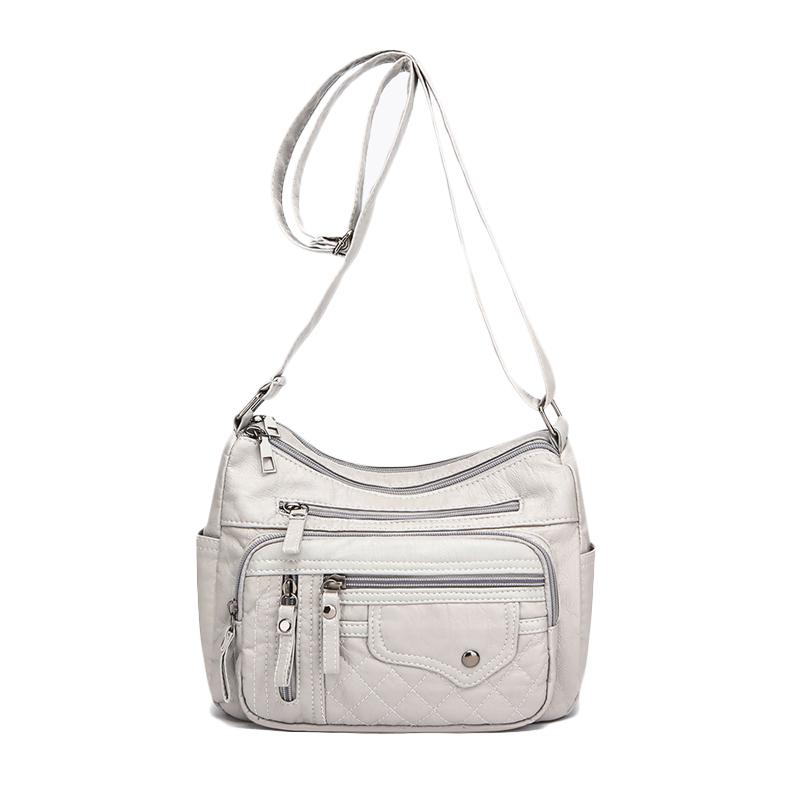 Kuluosidi Mode Crossbody Tas met Rits PU Dames Schoudertas met Meerdere Zakken grijs