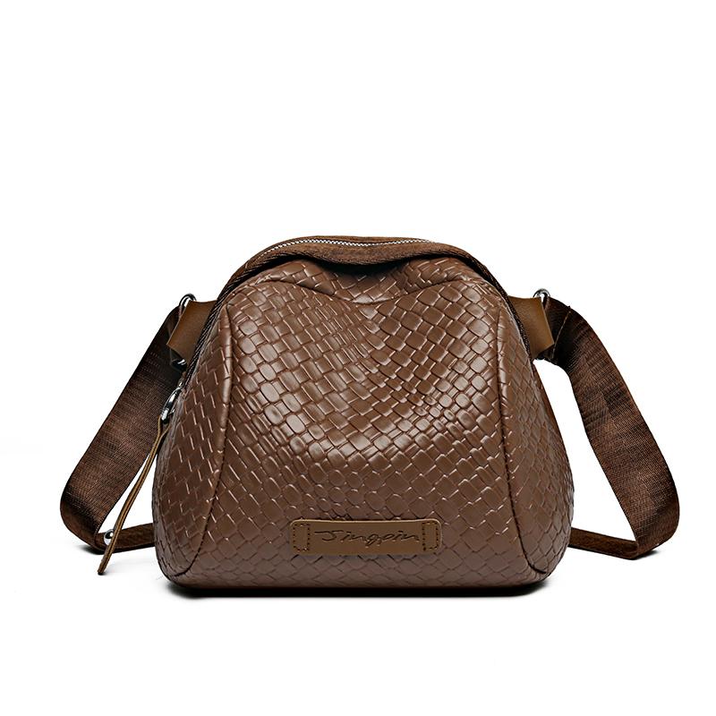 Kuluosidi Zwarte schoudertas voor dames, kleine schelptas, leren vrouwelijke crossbodytas bruin