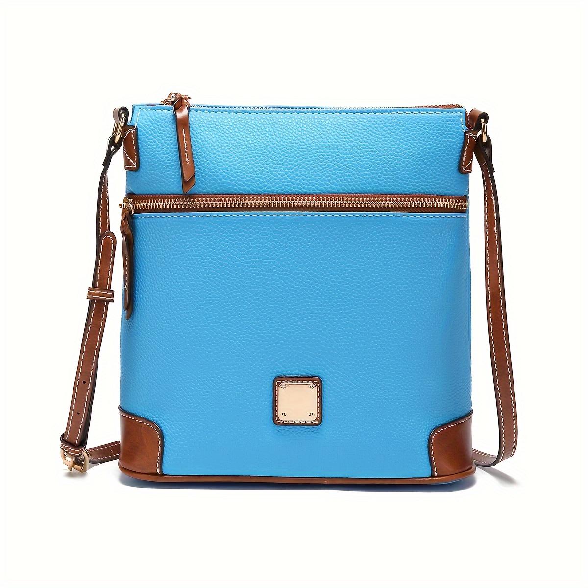 RUWB BAGS Retro Messenger Bag voor vrouwen Eenvoudige veganistische leren portemonnee Klassieke stijl Schoudertas lichtblauwe kleur