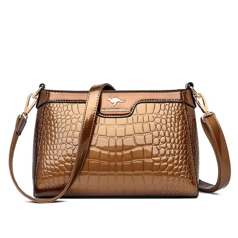 High quality bags Damestas Nieuwe Crossbodytas Enkele schoudertas Dames lakleer Dames moeder kleine vierkante tas goud