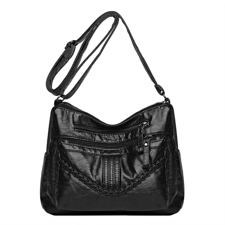 RUWB BAGS Zachte PU leren portemonnees en handtassen 2024 Hoge kwaliteit dames messenger bag Designer dames crossbody schoudertassen zwart
